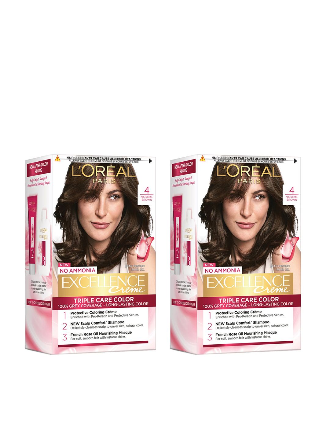 L'Oreal Paris Set of 2 Excellence Creme Triple Care Hair Color - Natural Brown 4 Price in India