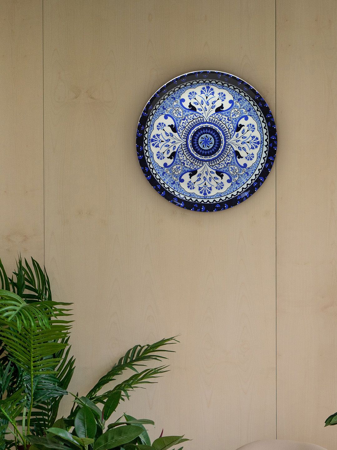 KOLOROBIA Blue & White Pristine Turkish Decorative Printed Wall Plate Decor Price in India