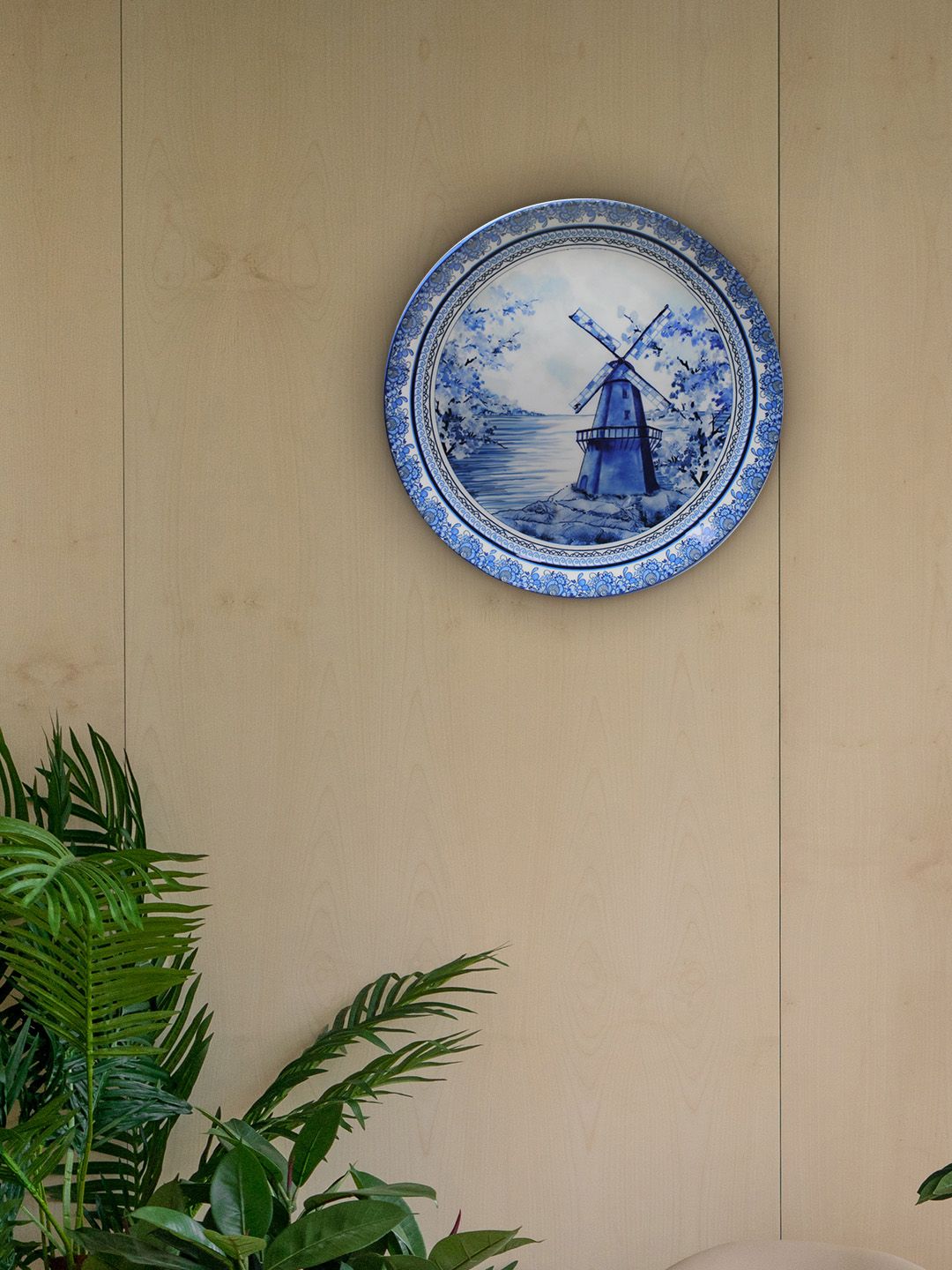 KOLOROBIA Blue & White Delftware Ductch Pottery Inspired Home Decor Wall Plate Price in India