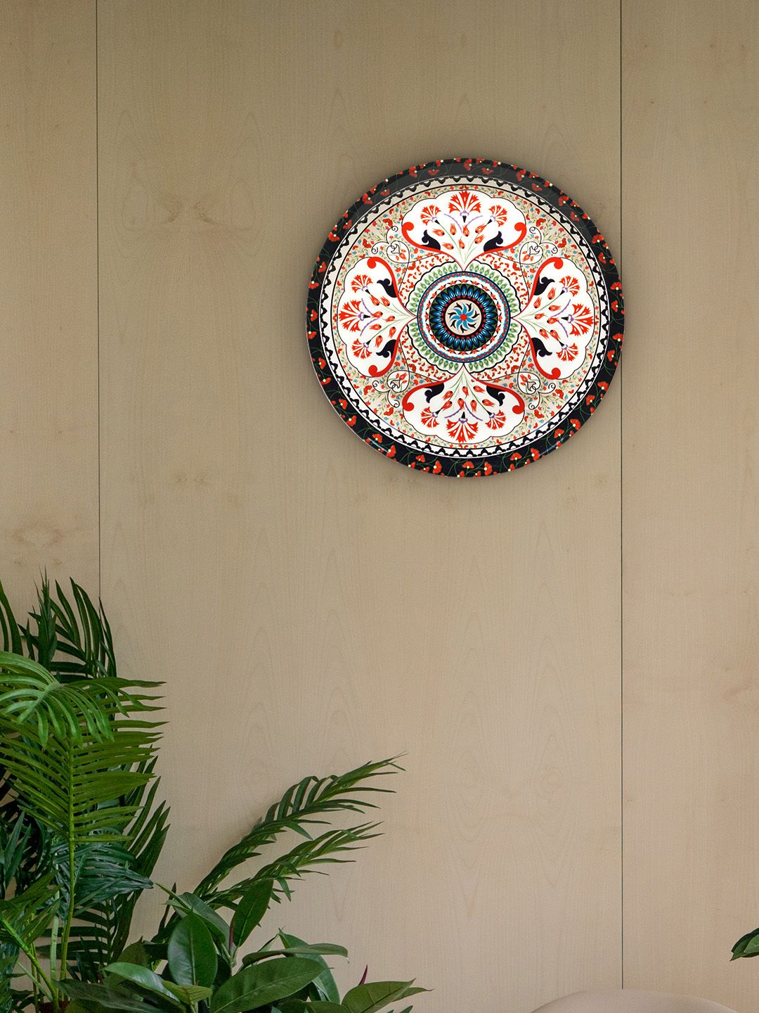 KOLOROBIA White & Orange Turkish Fervor Decorative Wall Plate Price in India