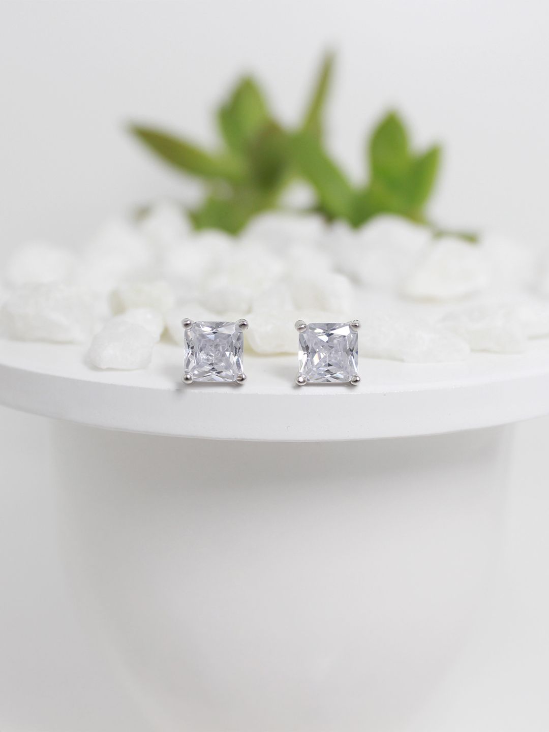 GIVA 925 Stamped Sterling Silver Square Zircon Studs Price in India