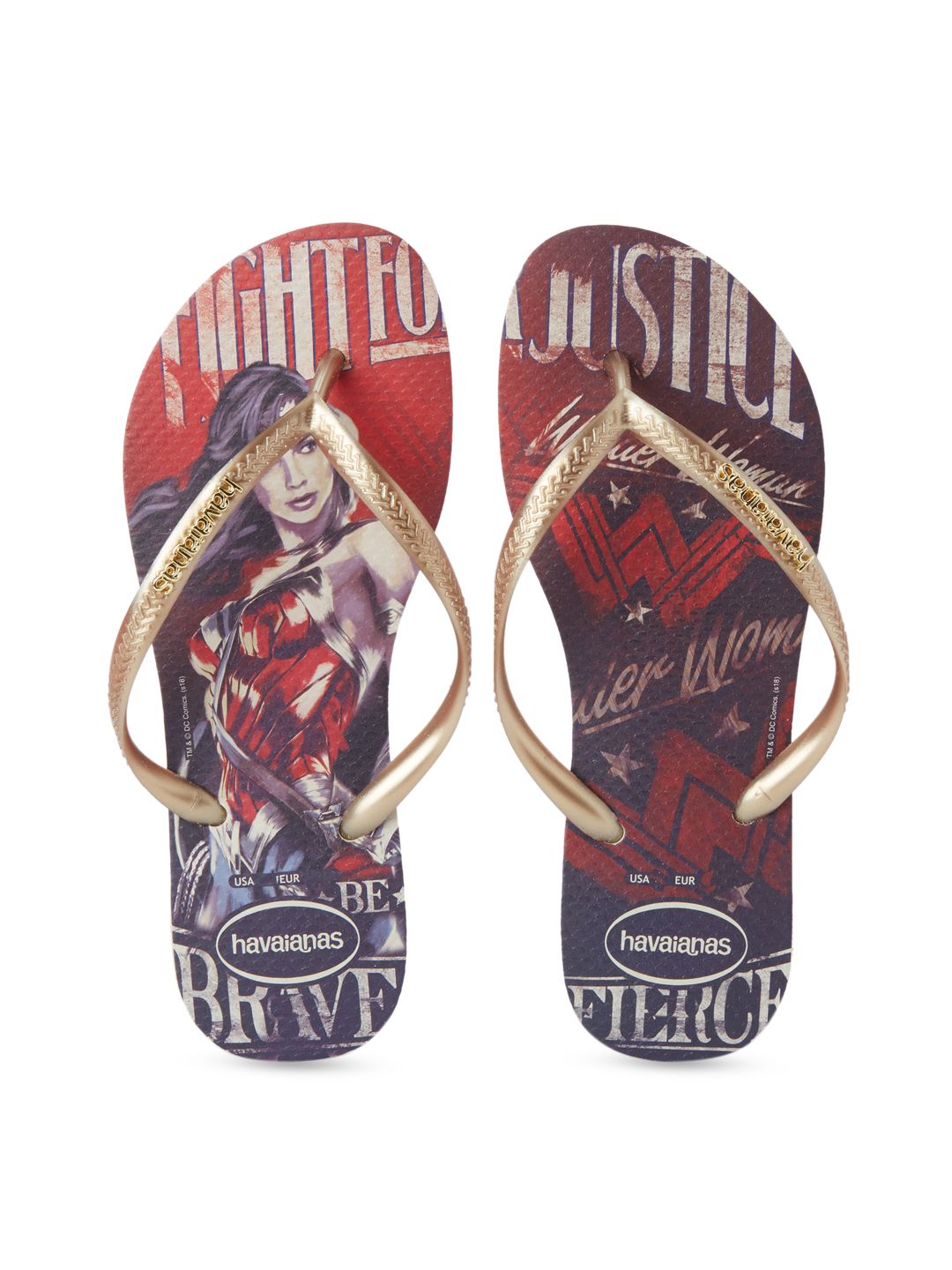 Havaianas Women Beige & Red Wonder Woman Printed Thong Flip-Flops Price in India