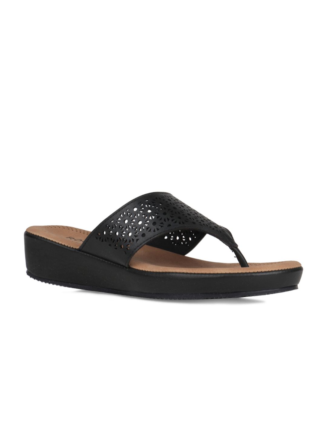 Rocia Women Black Textured Wedges Price in India