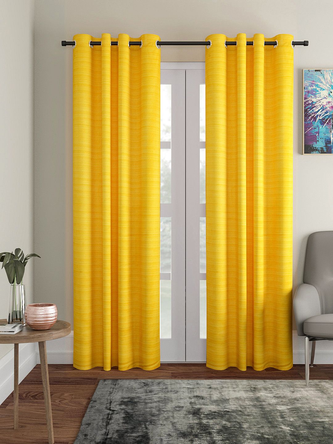 Soumya Yellow Single Room Darkening Long Door Curtain Price in India
