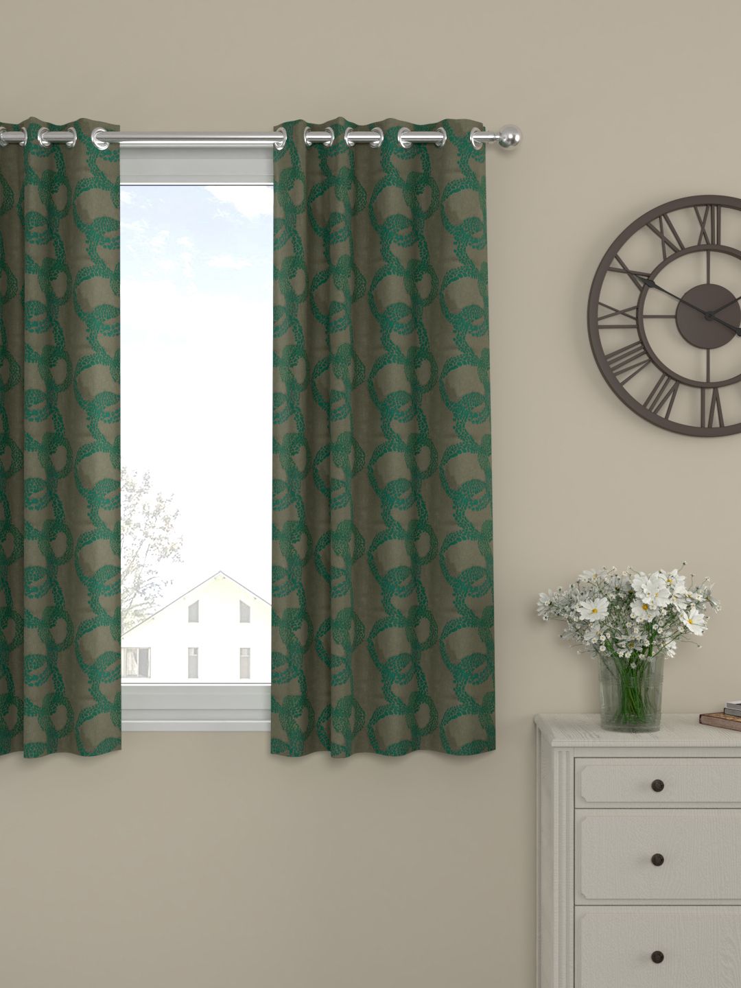 ROSARA HOME Green Single Window Curtain Price in India
