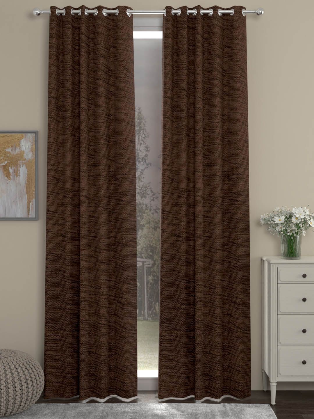 ROSARA HOME Set of 2 Brown Door Curtains Price in India