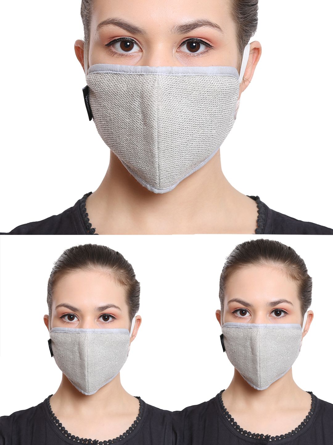 Anekaant Women 3 Pcs 3-Ply Reusable Cotton Lurex Fabric Protective Outdoor Masks Price in India