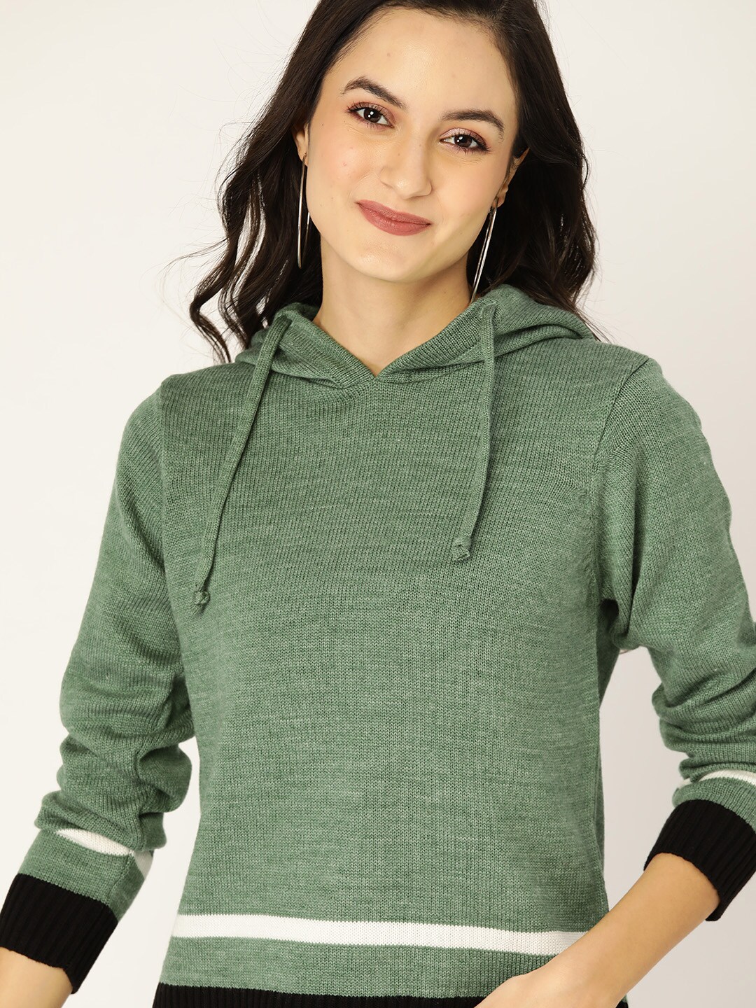 DressBerry Women Green Solid Pullover Sweater Price in India