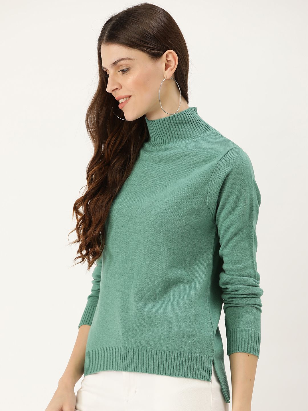 DressBerry Women Green Solid Pullover Price in India