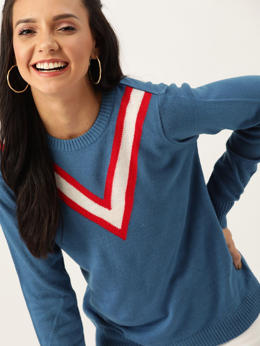 DressBerry Women Blue Solid Pullover Sweater Price in India