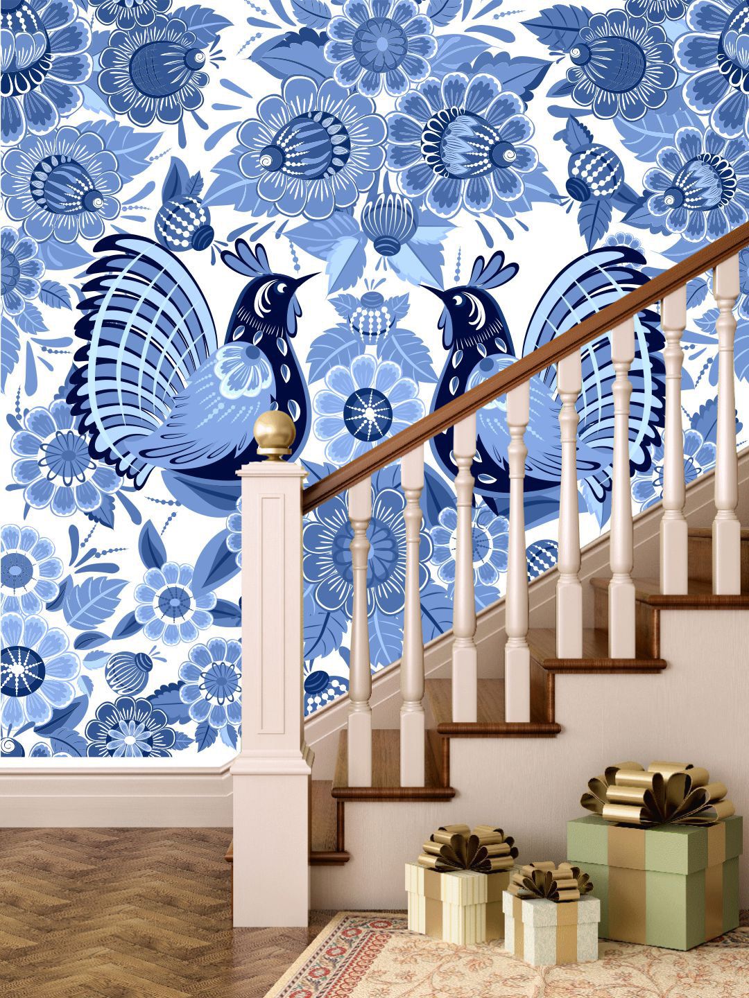 PAPER PLANE DESIGN Blue & White Printed Waterproof Vinyl Wall Sticker Price in India