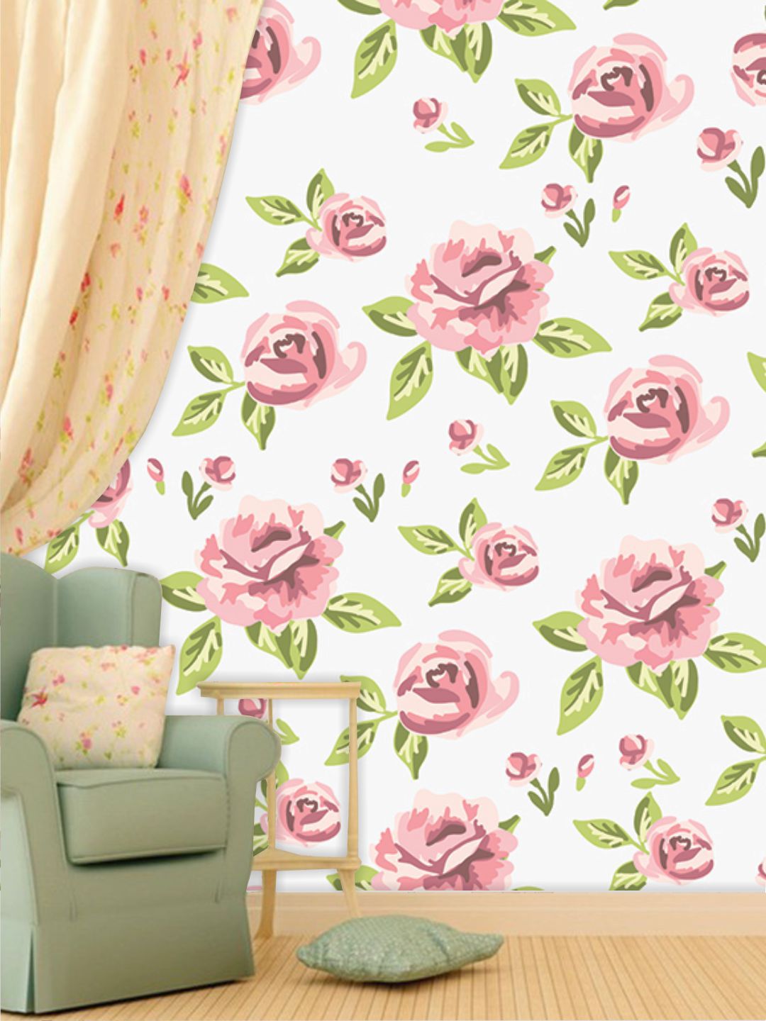 PAPER PLANE DESIGN off-White & Pink Printed Waterproof Vinyl Wallpaper Price in India