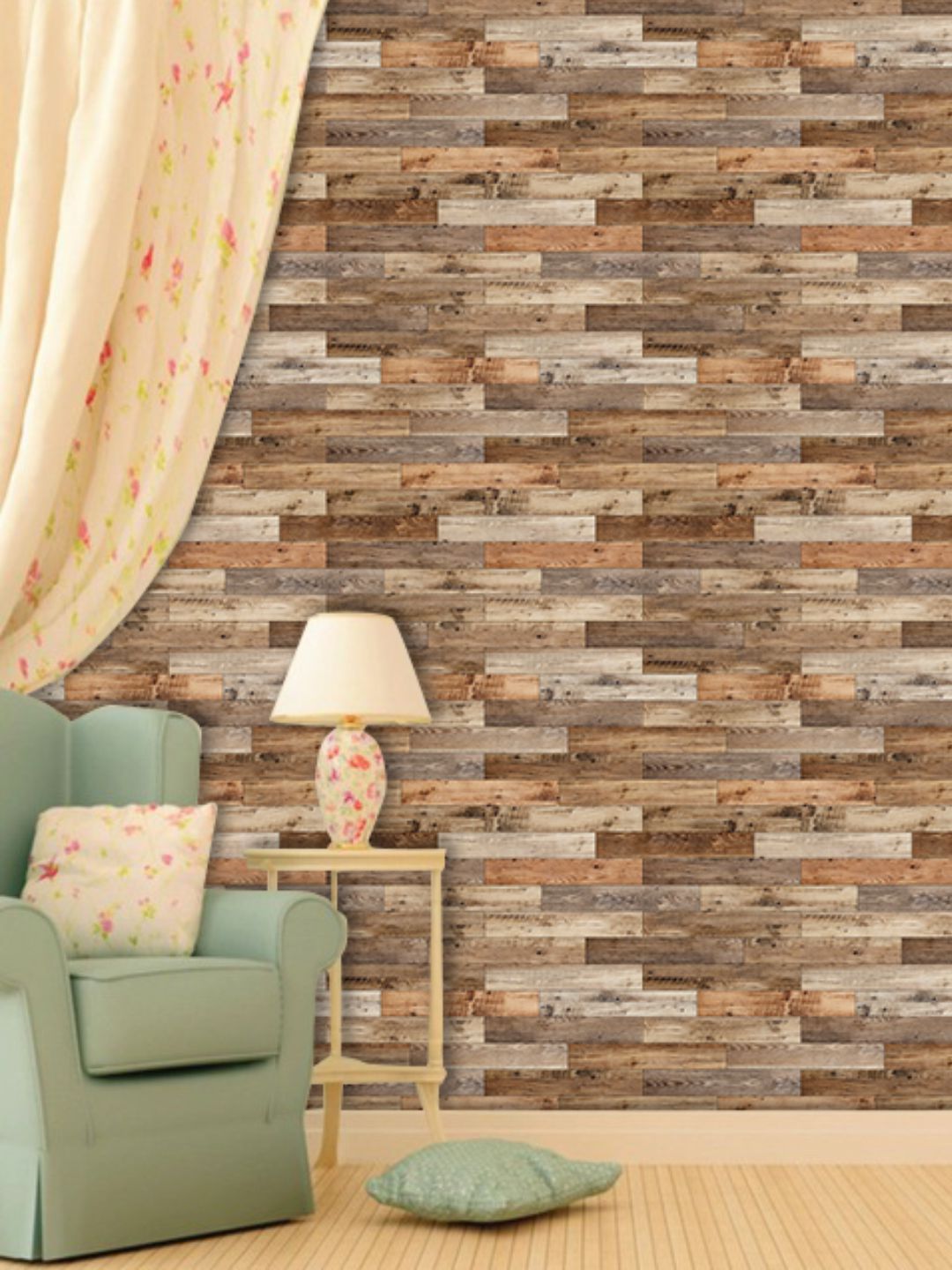 PAPER PLANE DESIGN Brown & Beige Abstract Waterproof Wallpaper Price in India