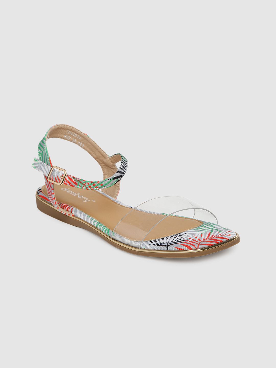 DressBerry Women Multicoloured Printed Open Toe Flats