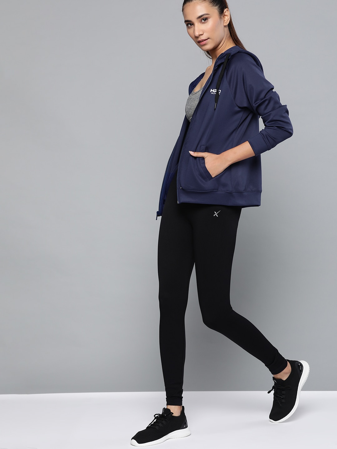 HRX by Hrithik Roshan Women Medieval Blue Solid Rapid-Dry Antimicrobial Running Jacket Price in India