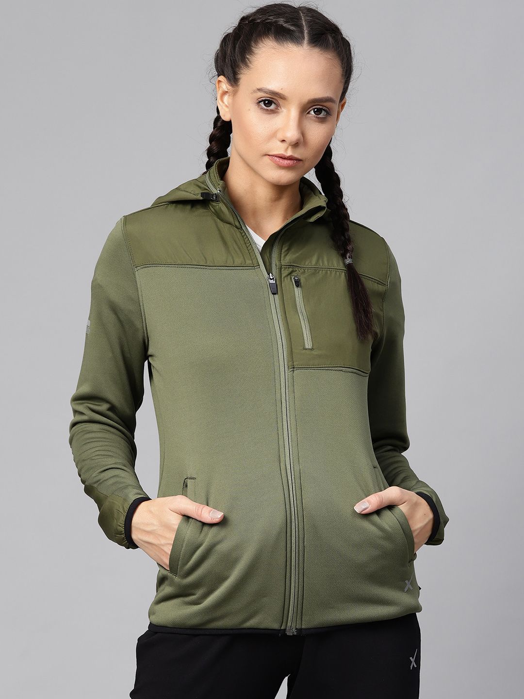 HRX by Hrithik Roshan Women Winter Moss Solid Rapid-Dry Antimicrobial Outdoor Jacket Price in India