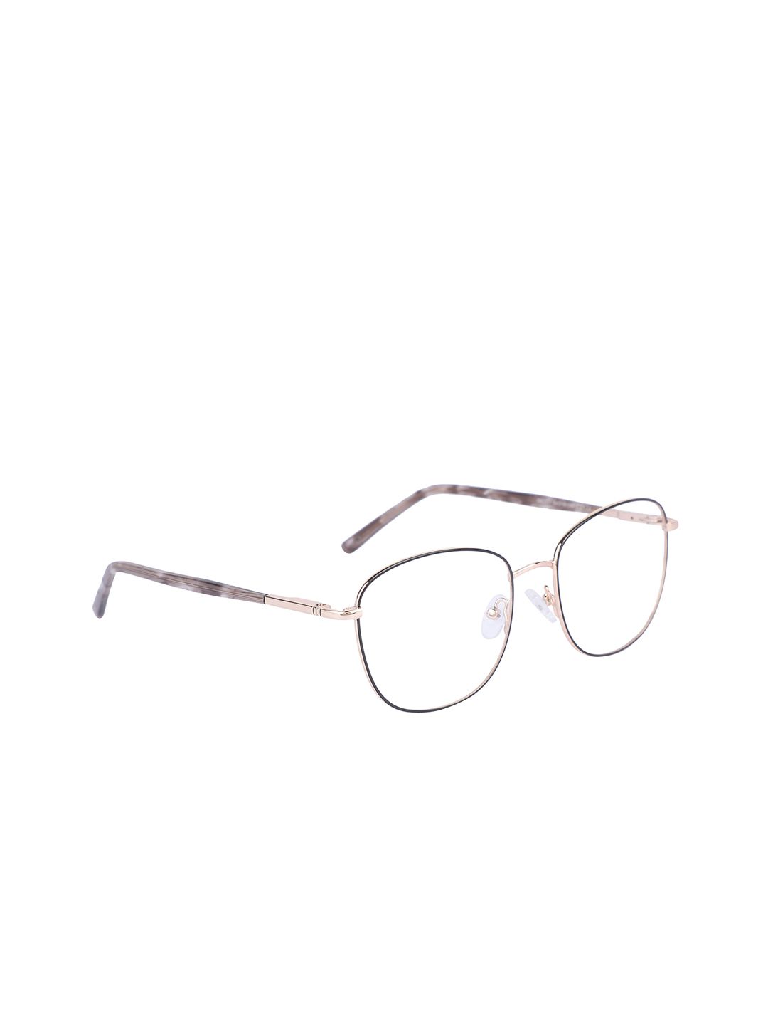 MARC LOUIS Unisex Brown & Gold-Toned Solid Full Rim Square Frames MLGK7251 C01 Price in India