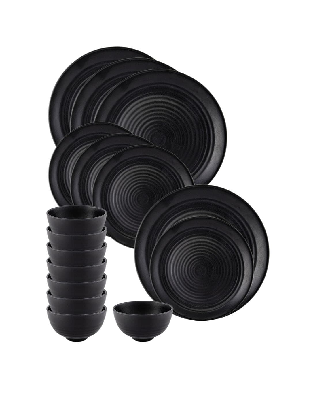 GOODHOMES Black Solid Melamine 16-Piece Dinner Set Price in India