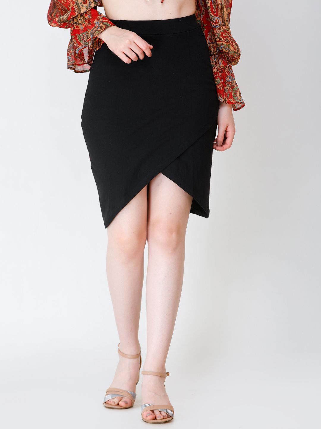 SCORPIUS Women Black Solid Hosiery Tulip Skirt