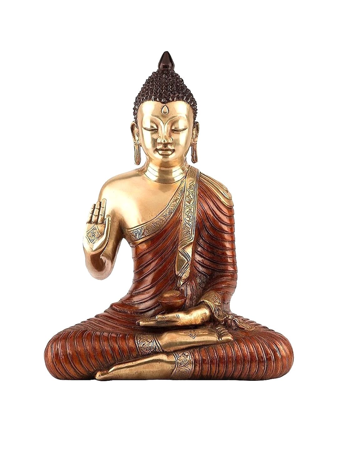 CraftVatika Gold-Toned & Bronze-Toned Abhaya Blessing Buddha Idol Showpiece Price in India