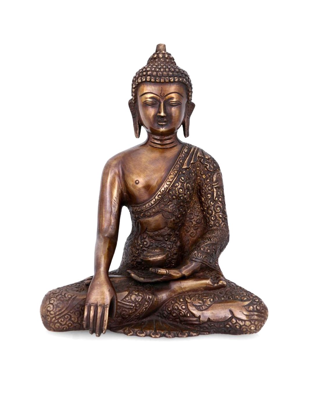 CraftVatika Gold-Toned Brass Bhumisparsha Buddha Statue Showpiece Price in India