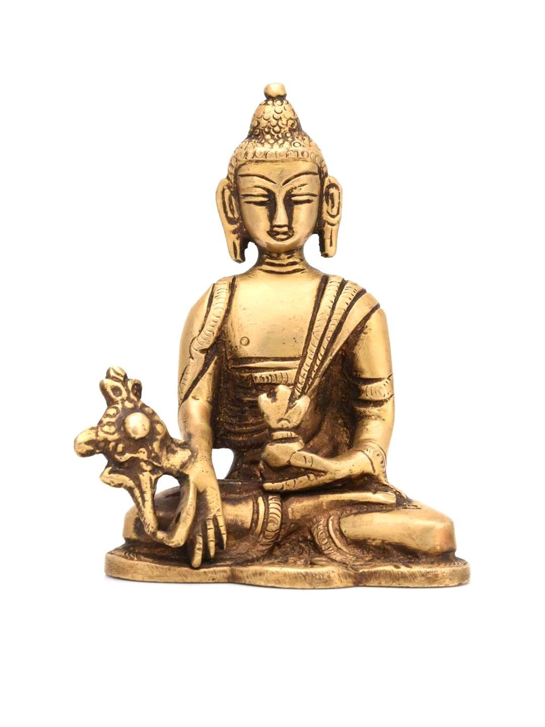 CraftVatika Gold-Toned Brass Shakyamuni Gautam Buddha Showpiece Price in India