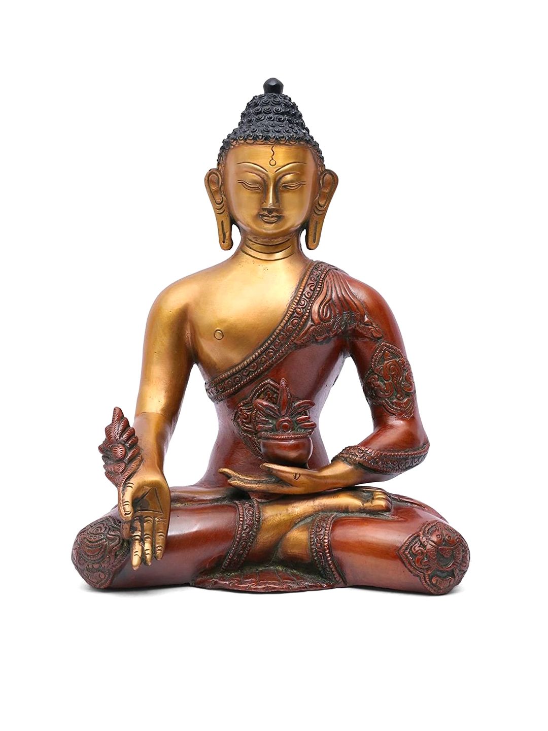 CraftVatika Gold-Toned Ashtmangal Medicine Brass Buddha Idol Showpiece Price in India