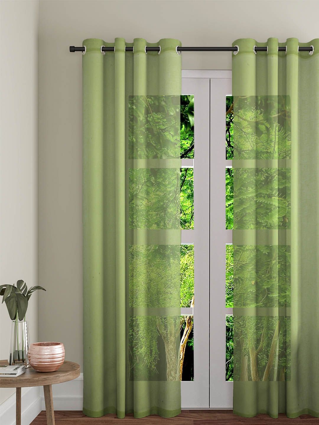 Soumya Green Single Sheer Long Door Curtain Price in India