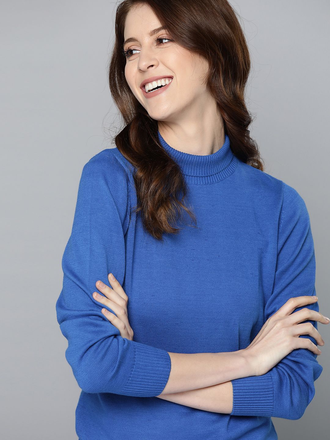 Mast & Harbour Women Blue Solid Pullover Price in India