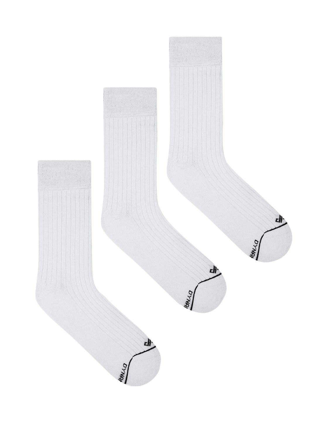 Dynamocks Unisex Pack Of 3 White Solid Calf Length Socks
