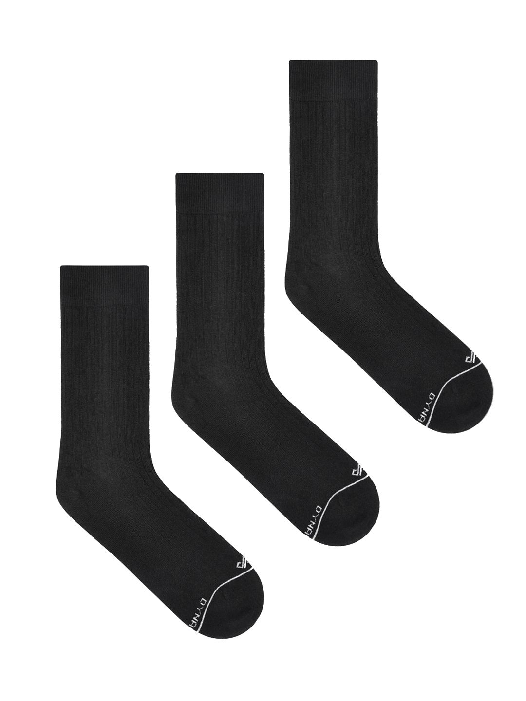 Dynamocks Unisex Pack Of 3 Black Solid Calf Length Socks