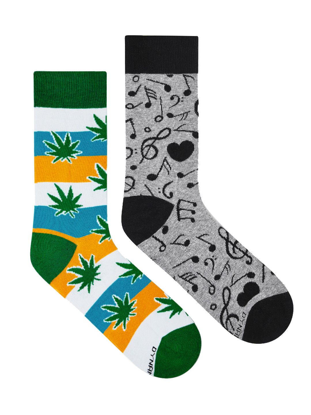 Dynamocks Unisex Pack Of 2 Patterned Happy Leaf & Music Calf Length Socks