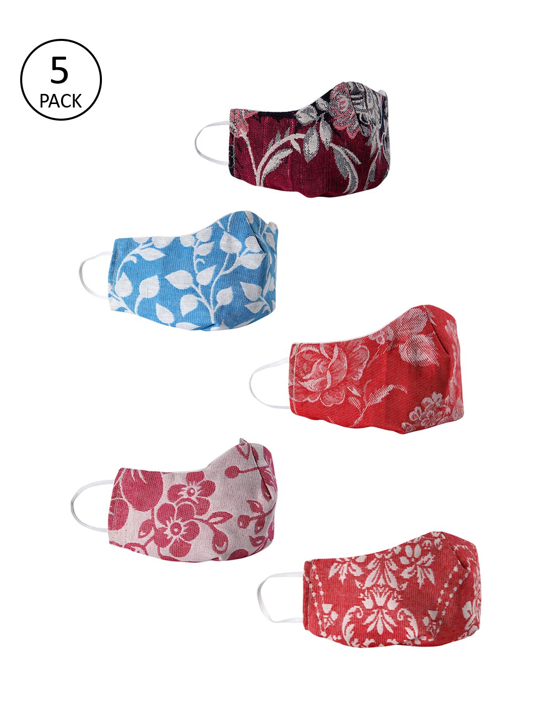ROMEE Unisex 5 Pcs 3-Ply Reusable Printed Outdoor Masks Price in India