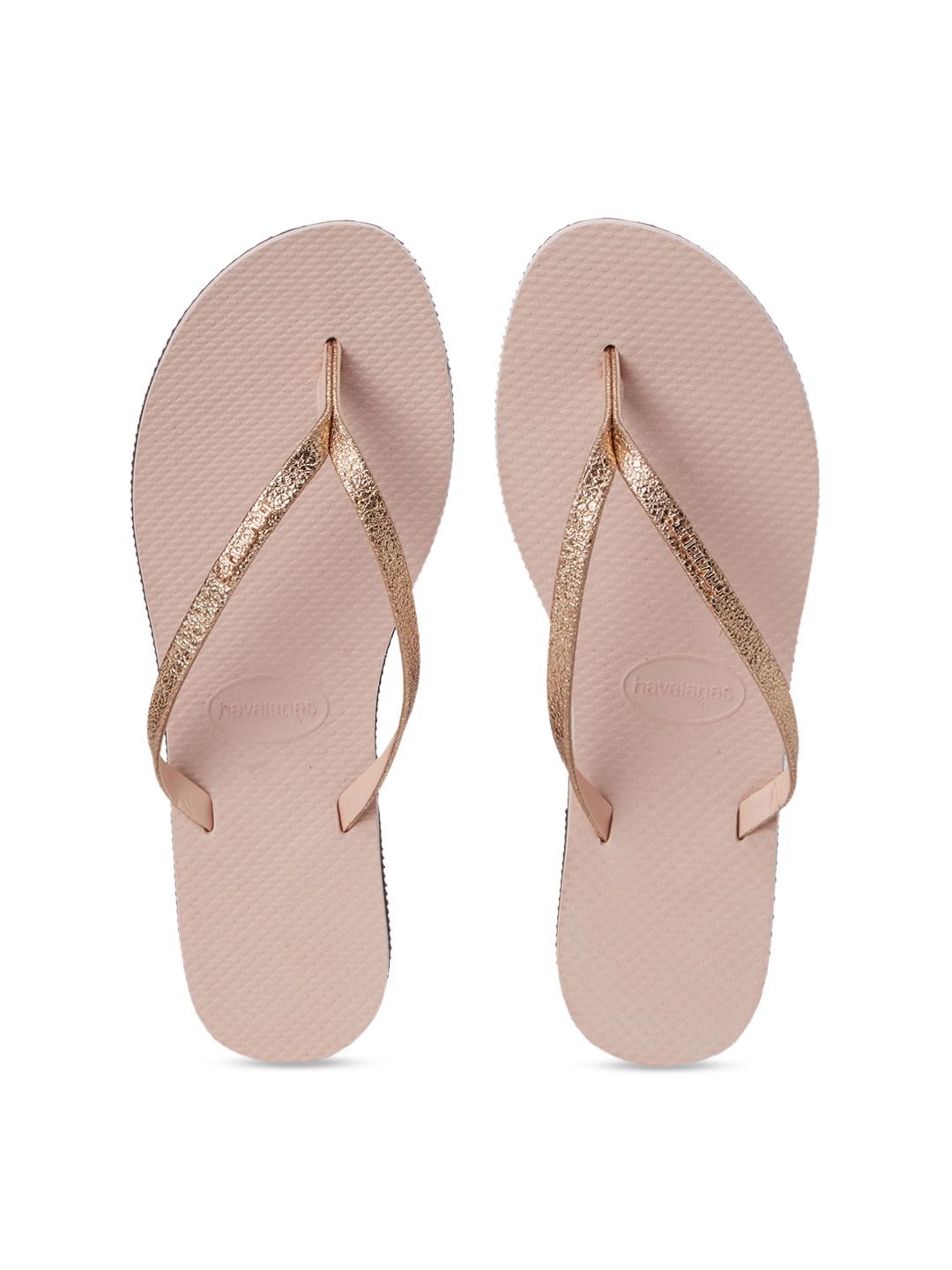 Havaianas Women Rose Gold-Coloured Solid Thong Flip-Flops Price in India