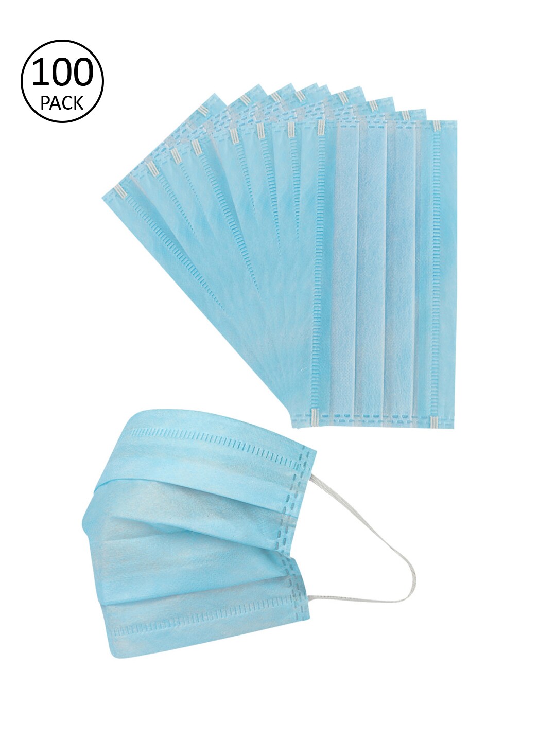 LONDON FASHION hob Adults 100Pcs Blue 3-Ply Disposable Masks Price in India