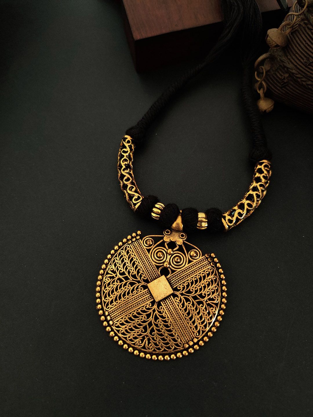 Binnis Wardrobe Antique Gold Plated Tassel Necklace Price in India