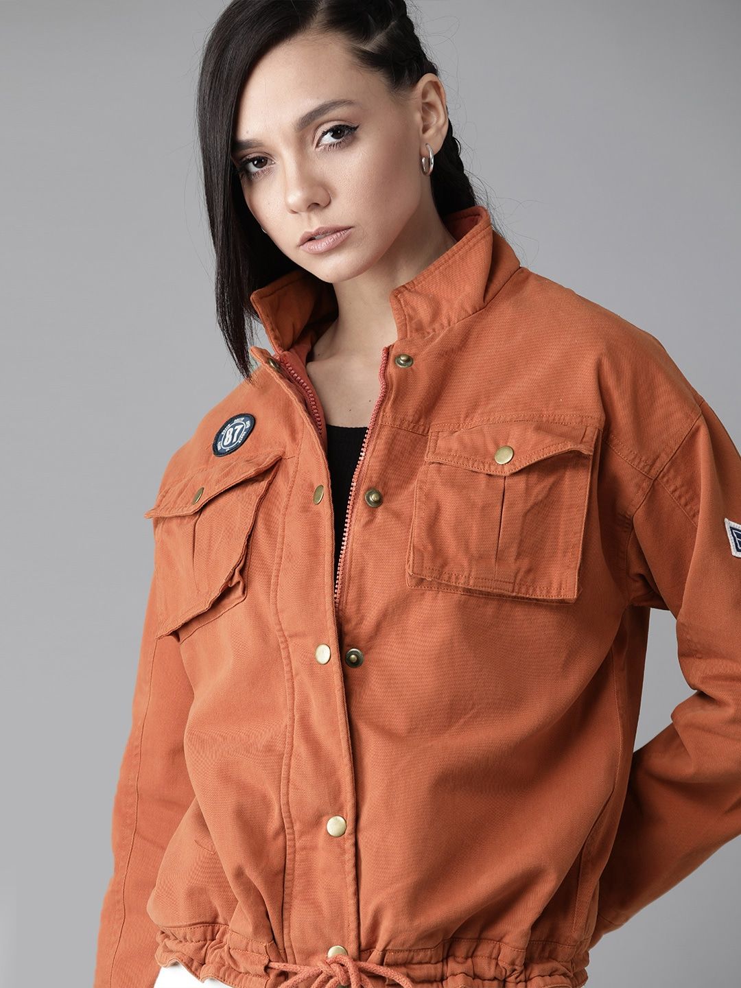 Roadster Women Rust Orange Antiviral Finish Solid Tailored Jacket Price in India