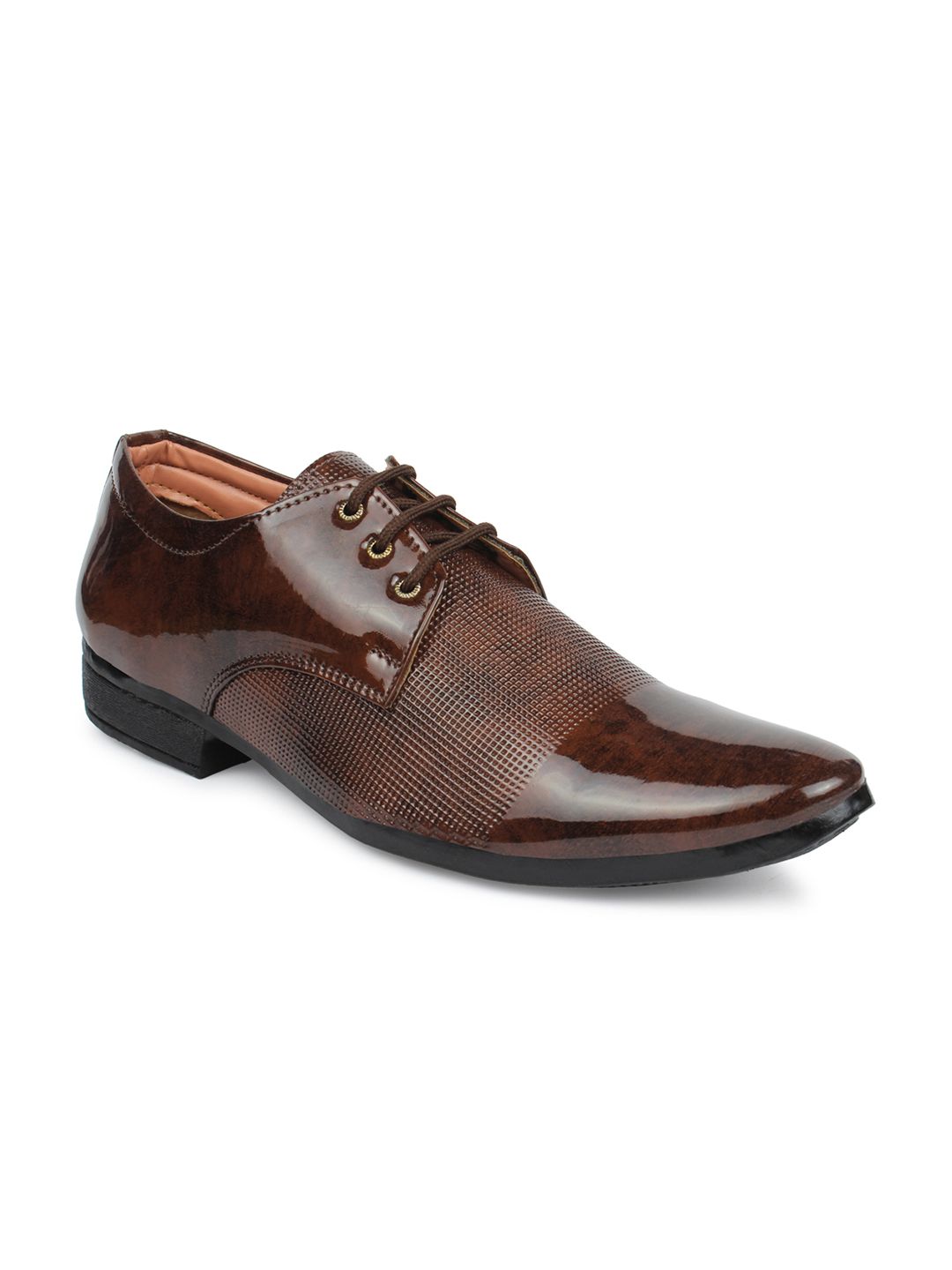 Fashion Victim Men Brown Textured & Printed Semiformal Derbys
