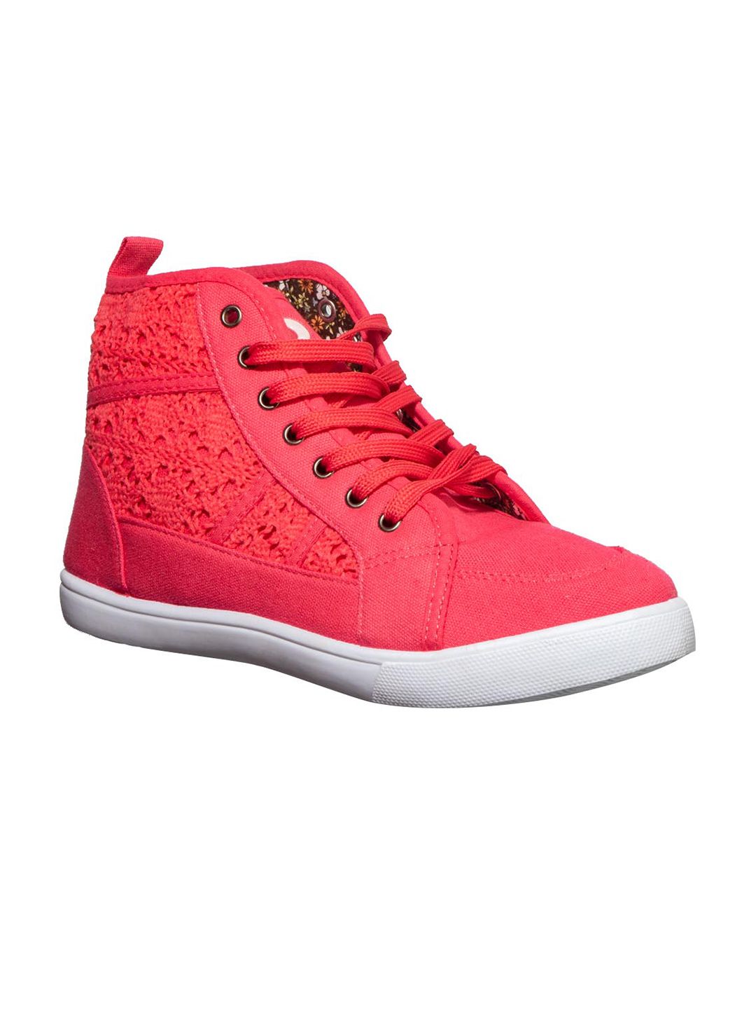 Khadims Women Pink Woven Design Mid-Top Sneakers Price in India