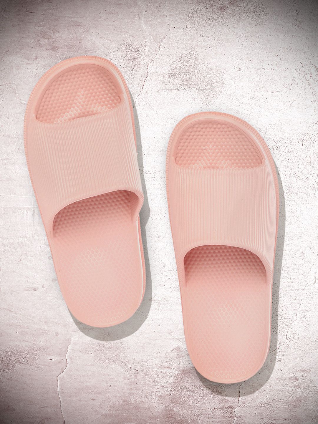 Roadster Women Pink Striped Sliders Price in India