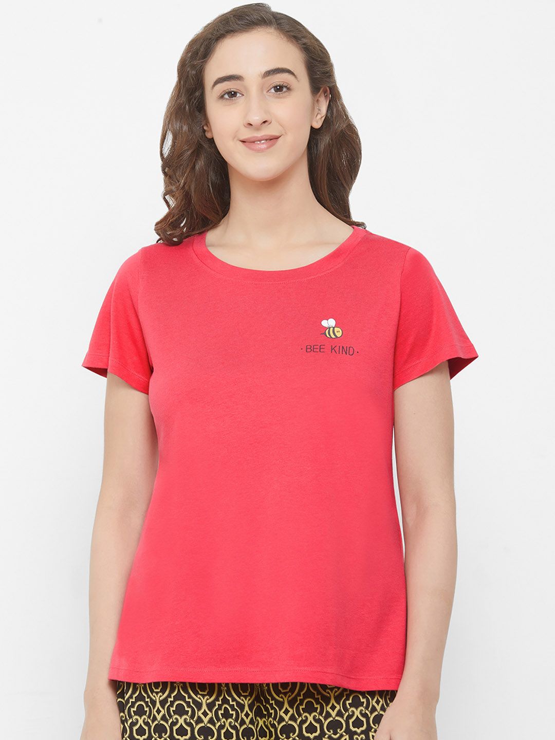 Soie Women Red Solid Lounge T-Shirt Price in India