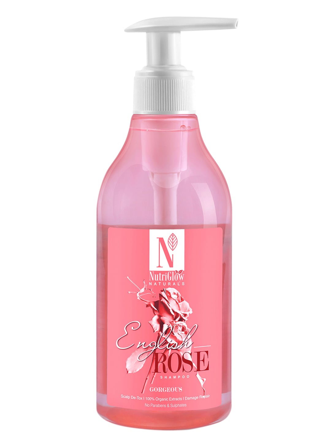 NutriGlow Unisex Naturals English Rose Shampoo with 100% Organic Extracts 300 ml Price in India