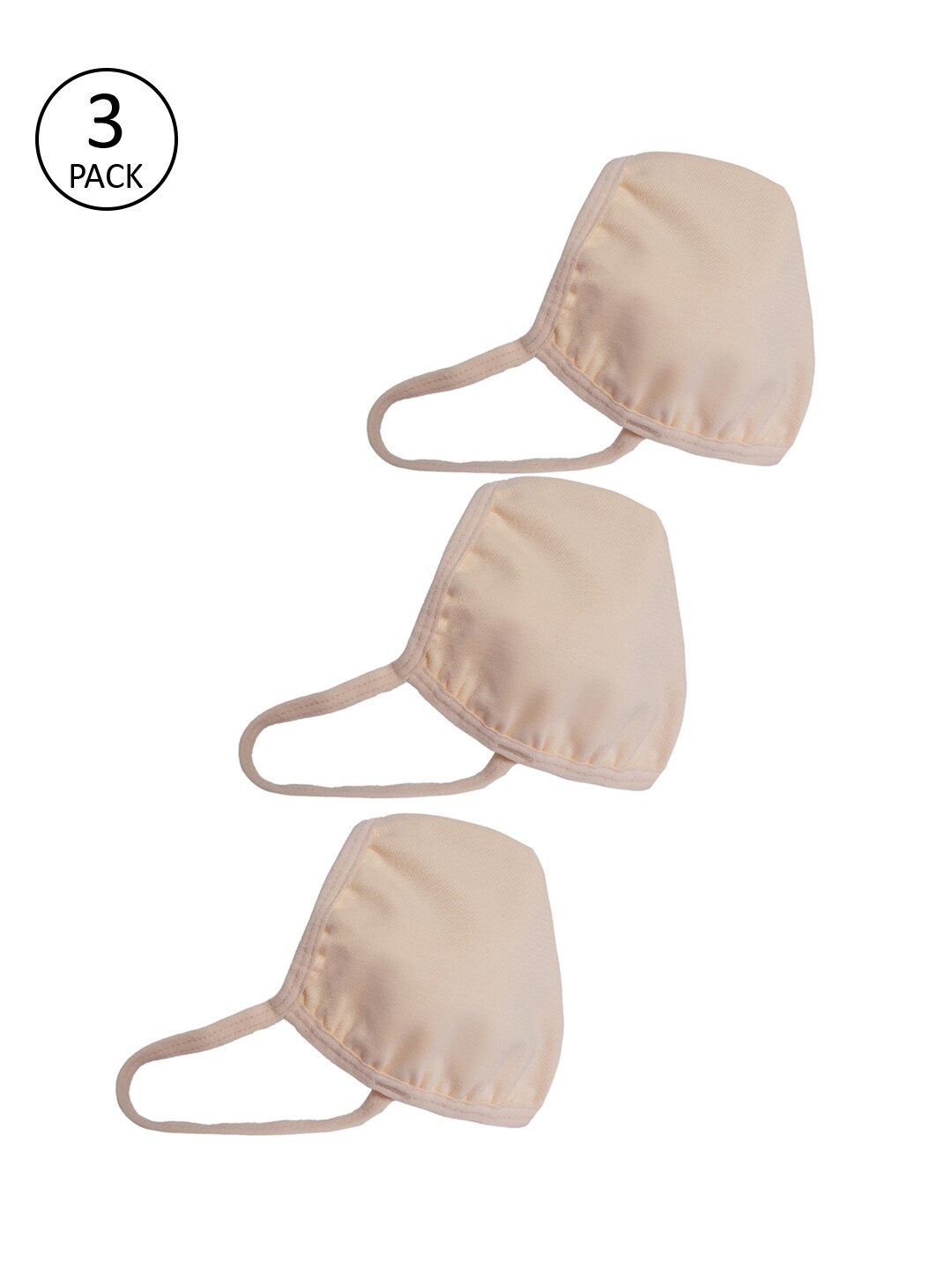 Clovia Unisex Beige Pack Of 3 3 Ply Reusable Cloth Mask Price in India