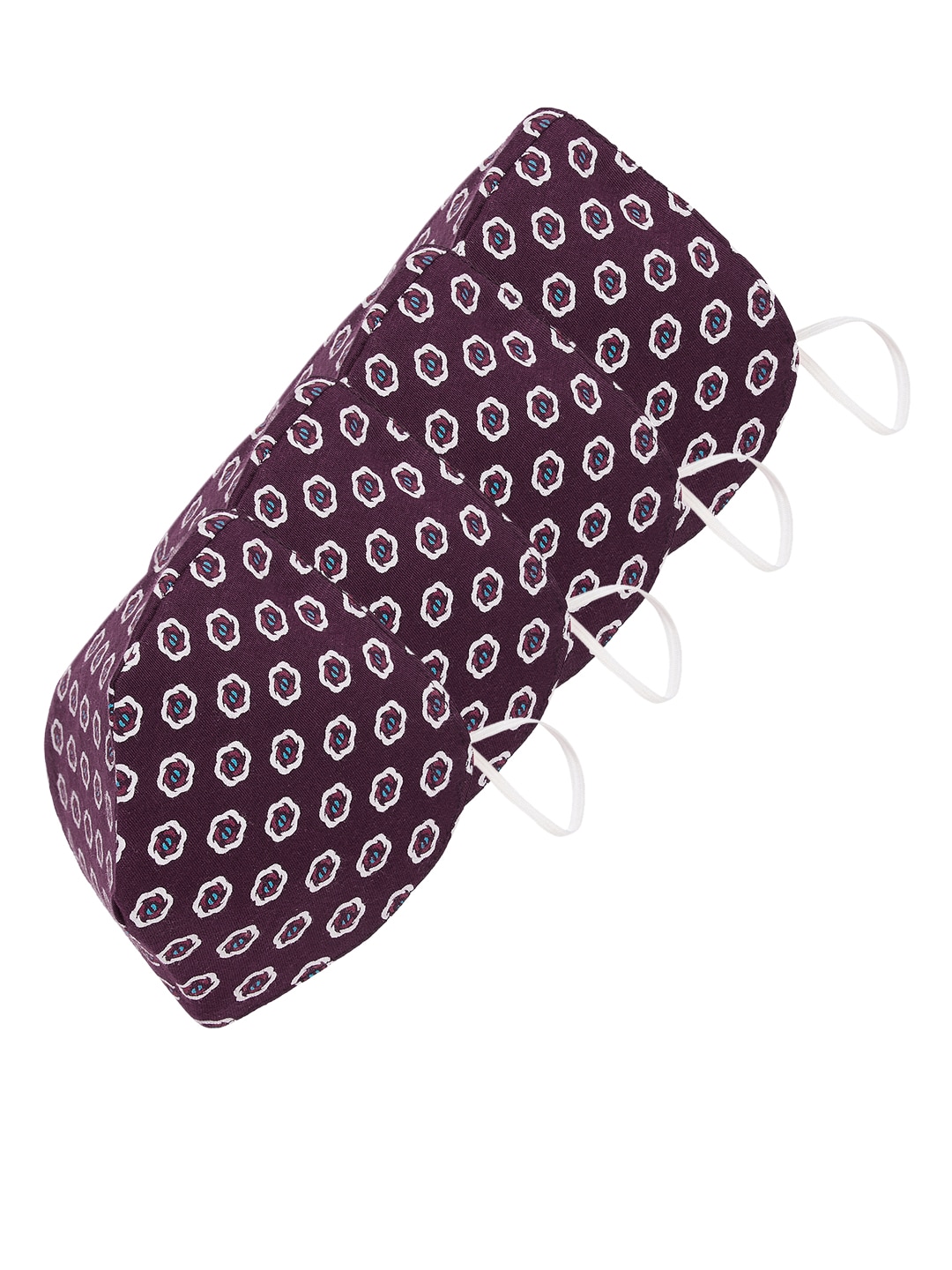 SOJANYA Unisex Pack of 4 Burgundy Printed 3 Ply Reusable Outdoor Fashion Masks Price in India