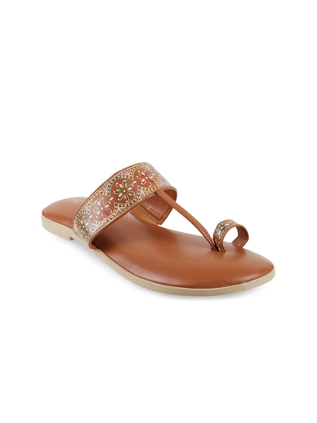 Metro Women Brown Printed One Toe Flats Price in India