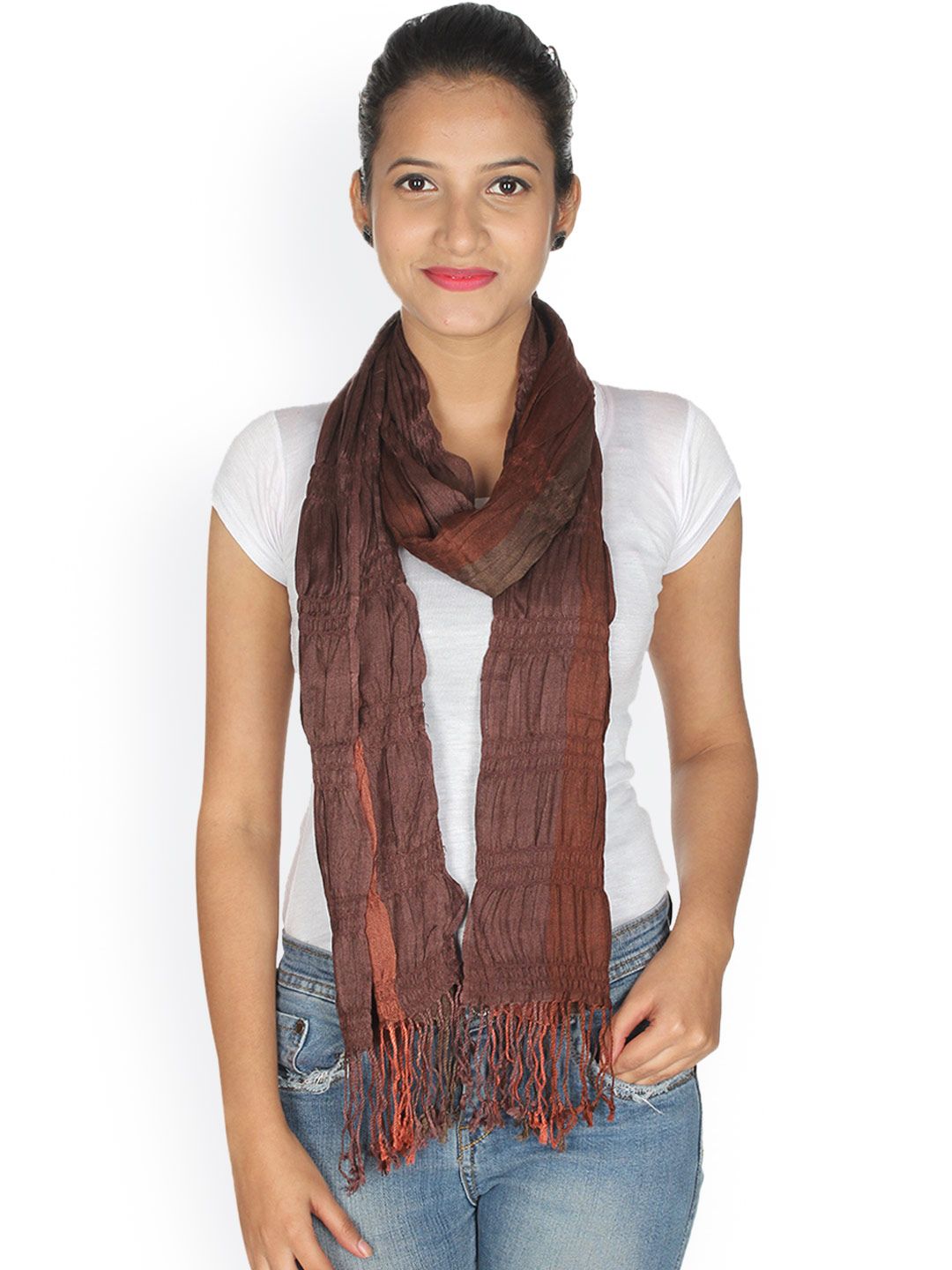 Anekaant Brown Striped Stole Price in India
