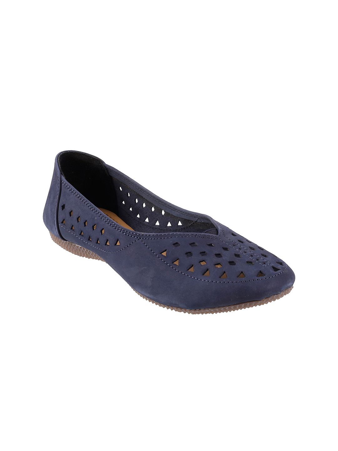 Metro Women Navy Blue Solid Ballerinas