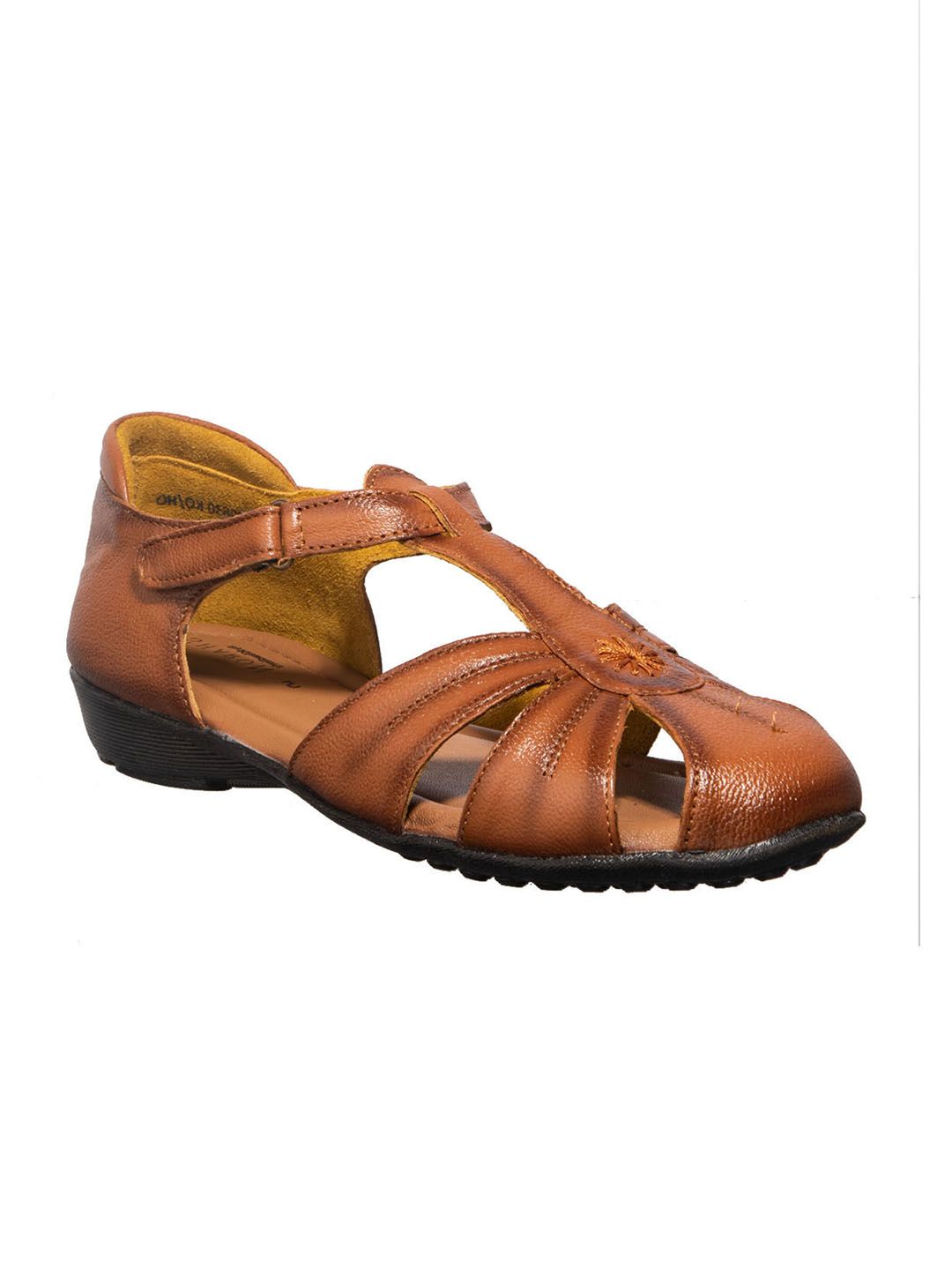 Khadims Women Brown Solid Leather Flats Price in India