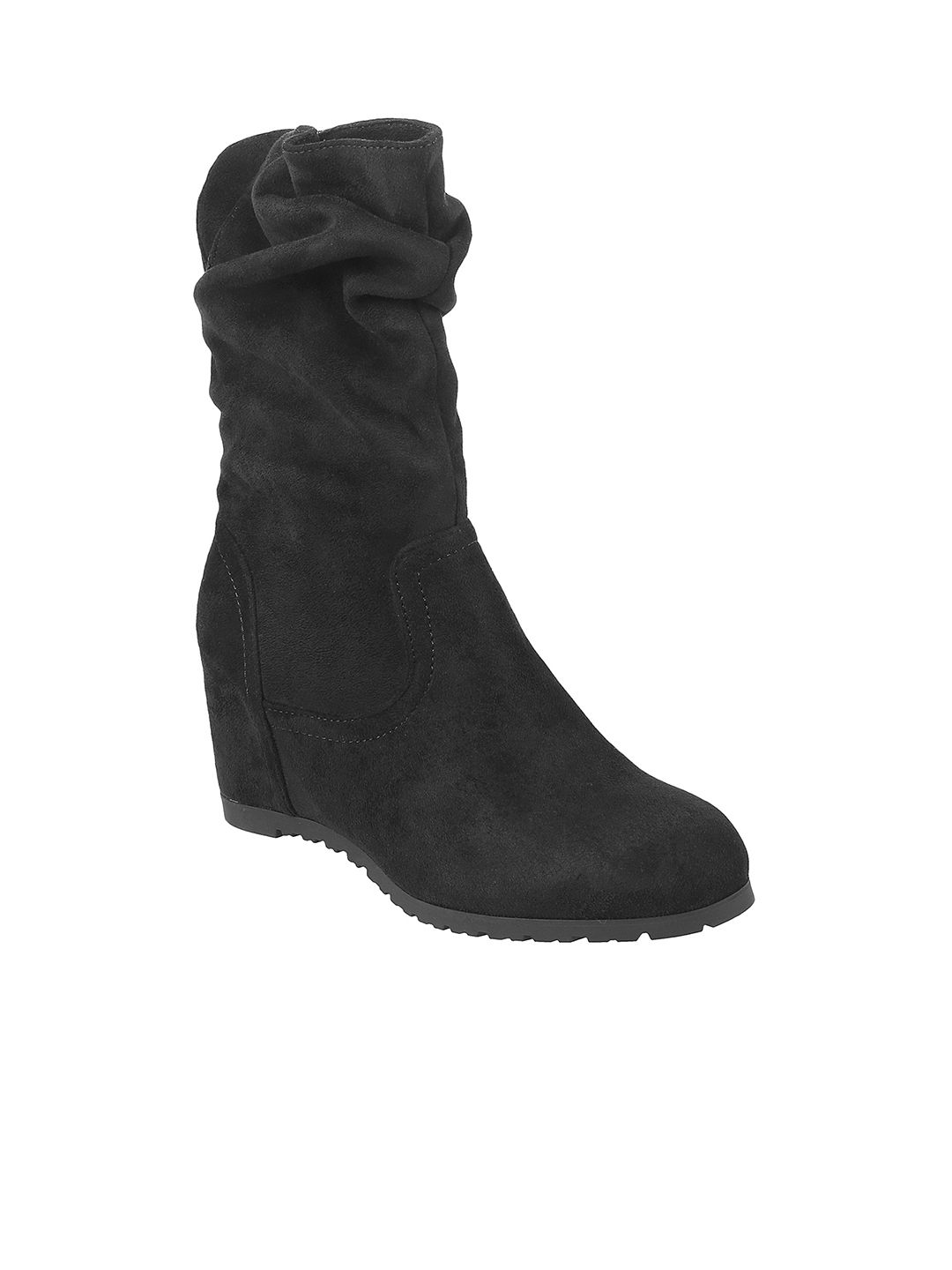 Metro Women Black Solid Heeled Boots Price in India