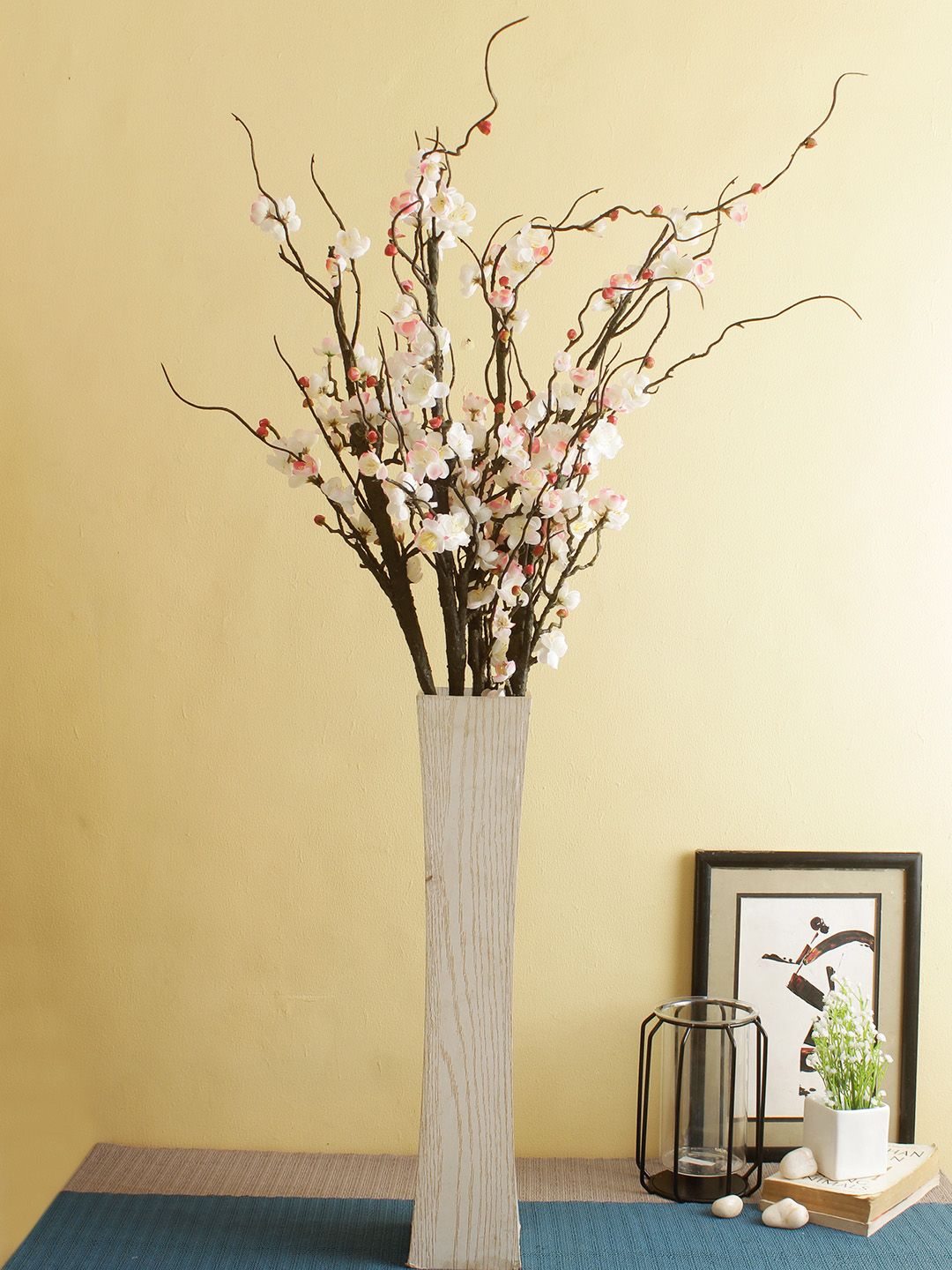 Aapno Rajasthan Set Of 2 Pink & White Artificial Refreshing Chimonanthus Flower Stems Price in India